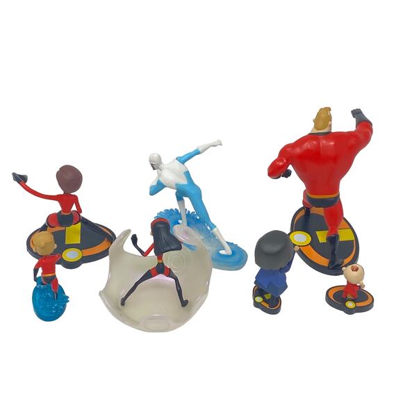 Disney Pixar The Incredibles Lot Of Seven Toy Figurines Cake Toppers Decorations - Picture 3 of 16